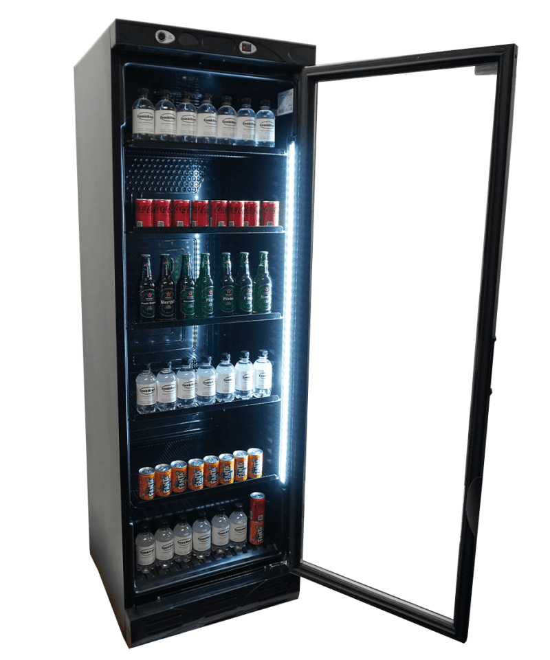 RÉFRIGÉRATEUR 1 PORTE EN VERRE 382L NOIR SANS CANOPY – Image 9