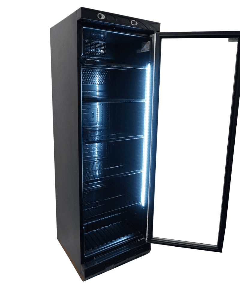 RÉFRIGÉRATEUR 1 PORTE EN VERRE 382L NOIR SANS CANOPY – Image 12