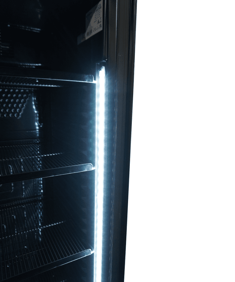 RÉFRIGÉRATEUR 1 PORTE EN VERRE 382L NOIR SANS CANOPY – Image 4