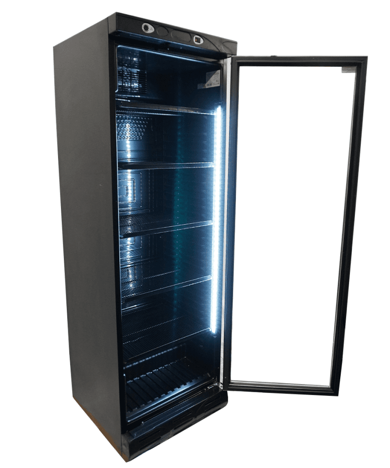 RÉFRIGÉRATEUR 1 PORTE EN VERRE 382L NOIR SANS CANOPY – Image 3