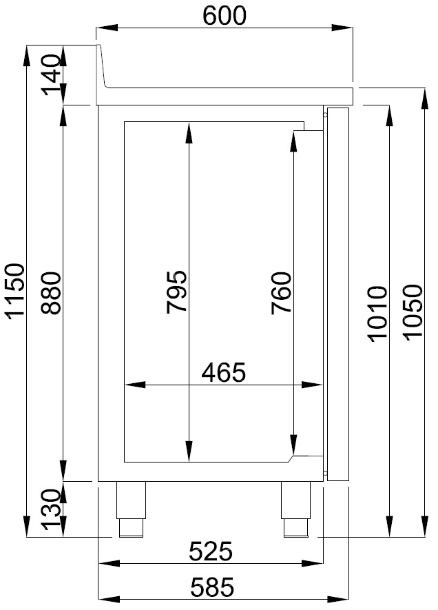 600 TABLE RÉFRIGÉRÉE 2 PORTES AVEC TIROIR POUR CAFÉ – Image 2