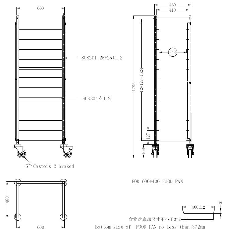 CHARIOTS DE DÉBRASSAGE DÉMONTABLE EN 600x400 – Image 2