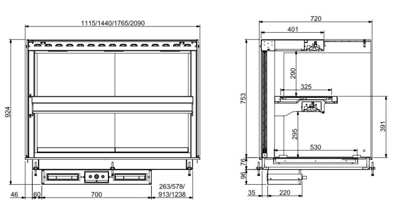 DROP-IN VITRINE CUBIQUE CHAUFFANTE AVEC PLAQUE VITRO CERAMIQUE NOIR 4/1 – Image 2