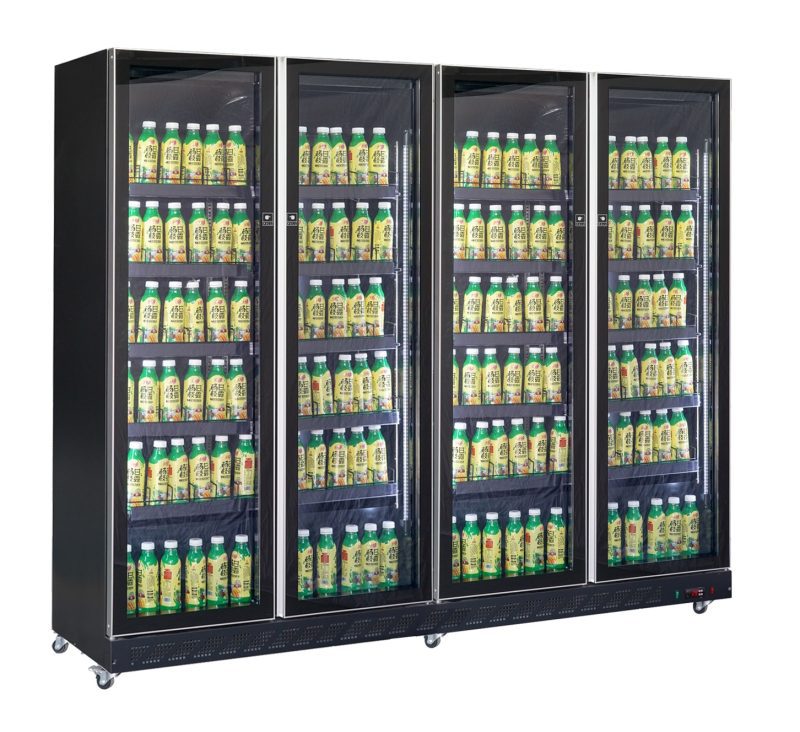 RÉFRIGÉRATEUR 4 PORTES EN VERRE NOIR *TRANSPORT SUR DEMANDE*