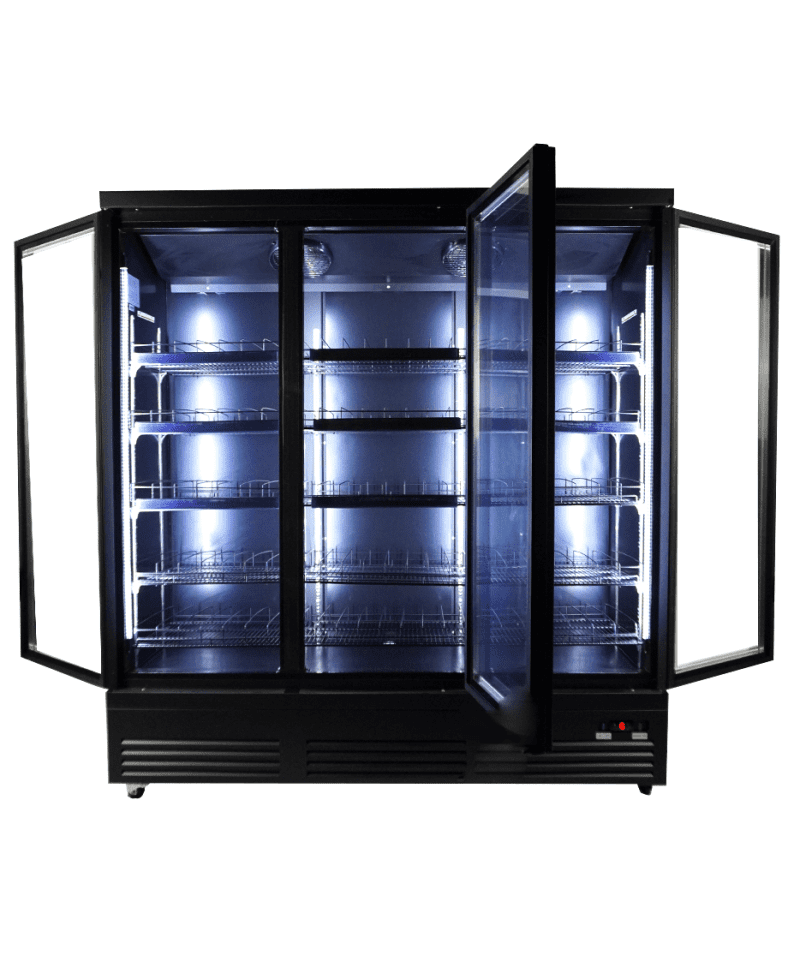 RÉFRIGÉRATEUR 3 PORTES EN VERRE NOIR CEB-1600R BL – Image 7