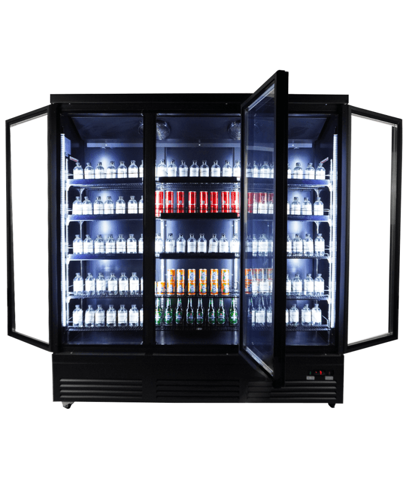 RÉFRIGÉRATEUR 3 PORTES EN VERRE NOIR CEB-1600R BL – Image 10