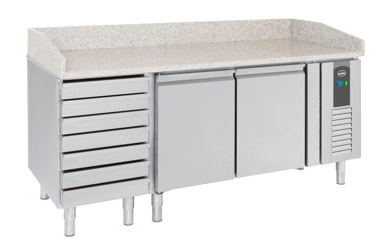 TABLE PRÉP POUR PIZZA 2 PORTES 7 TIROIRS