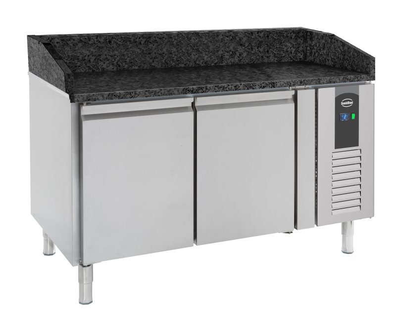 TABLE PRÉP POUR PIZZA 2 PORTES GRANIT NOIR