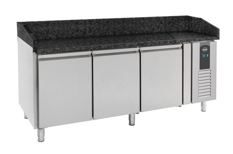 TABLE PRÉP POUR PIZZA 3 PORTES GRANIT NOIR