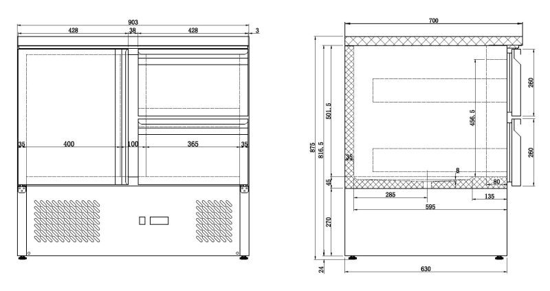 TABLE RÉFRIGÉRÉE 1 PORTE/2 TIROIRS – Image 3