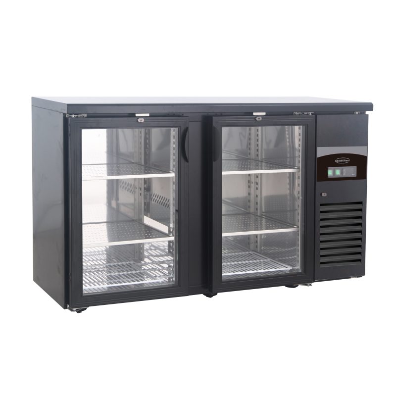 ARRIÈRE BAR RÉFRIGÉRÉE NOIR 2 PORTES EN VERRE