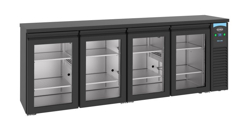 ARRIÈRE BAR RÉFRIGÉRÉE NOIR 4 PORTES EN VERRE *TRANSPORT SUR DEMANDE*