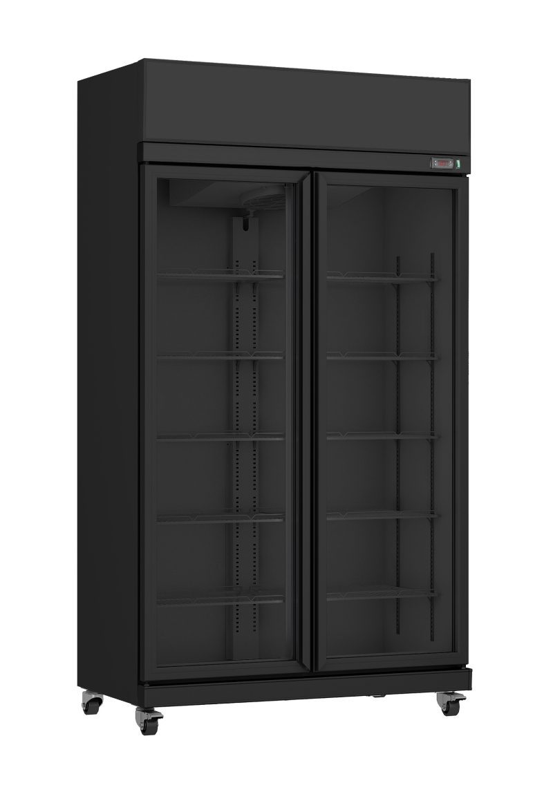 RÉFRIGÉRATEUR 2 PORTES EN VERRE NOIR IRM-770 BL