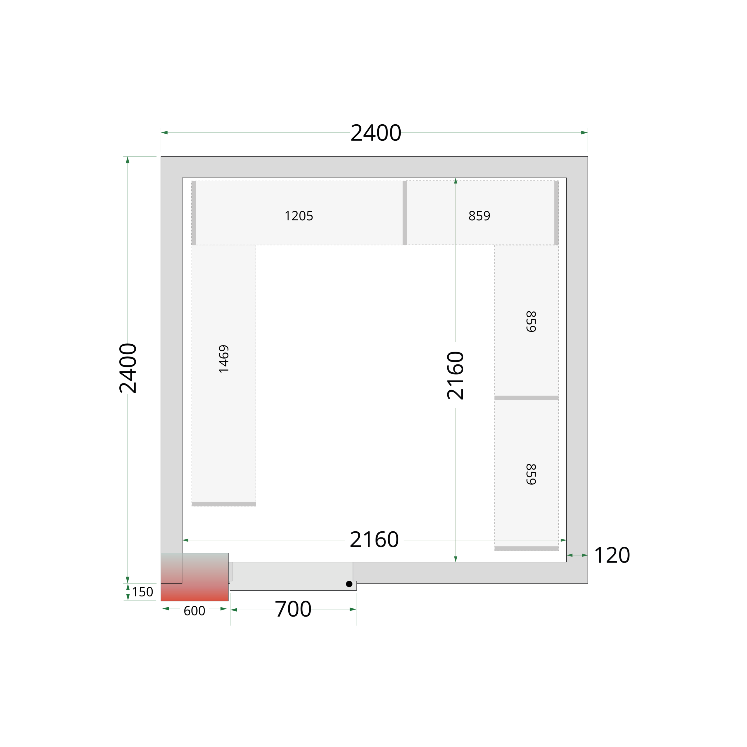 Panneaux de chambre froide 120 mm - CR 240x240x220