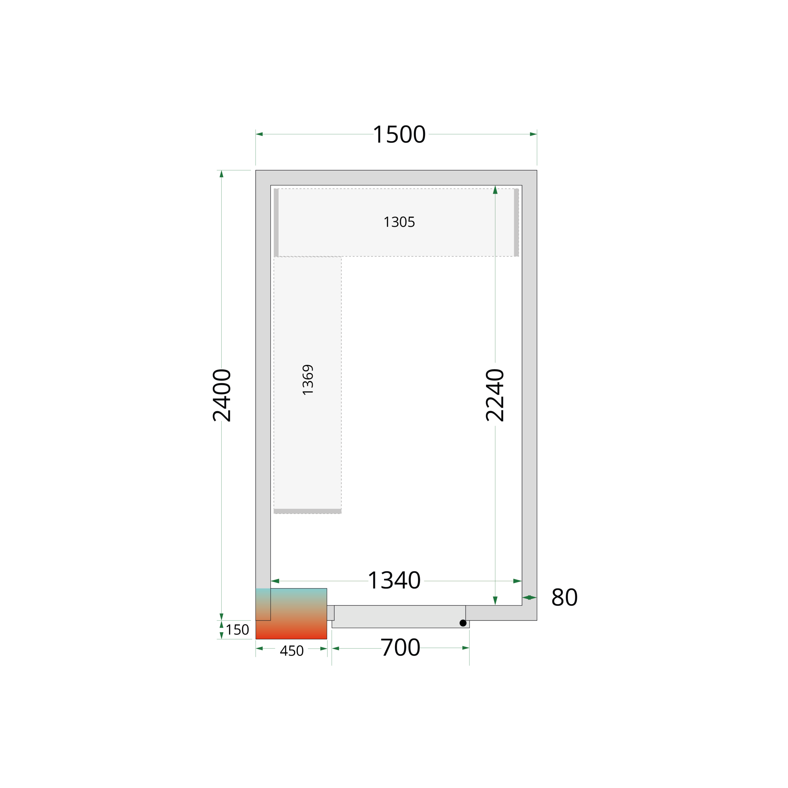 Panneaux de chambre froide 80 mm - CR 150x240x220