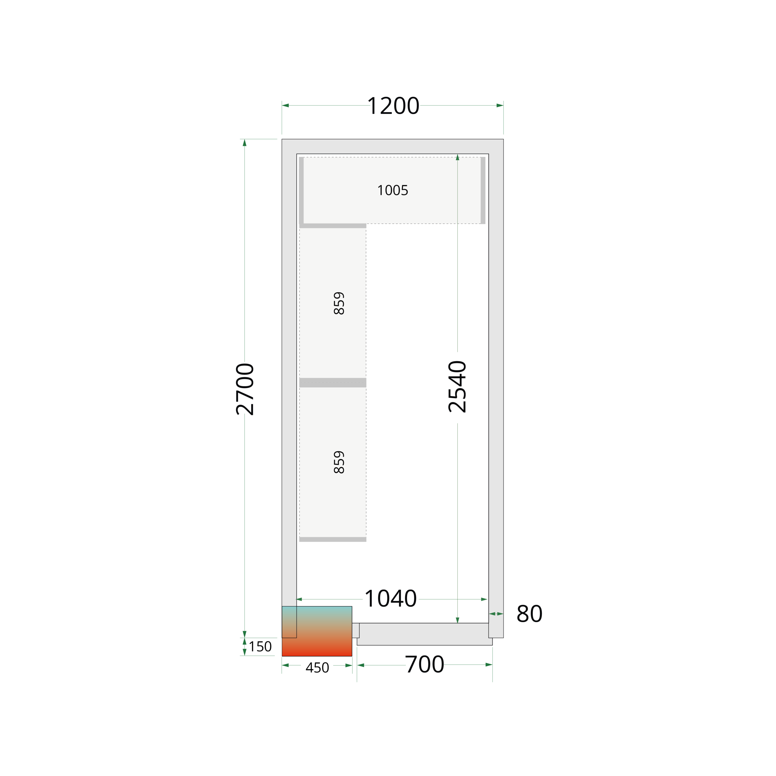 Panneaux de chambre froide 80 mm - CR 120x270x220