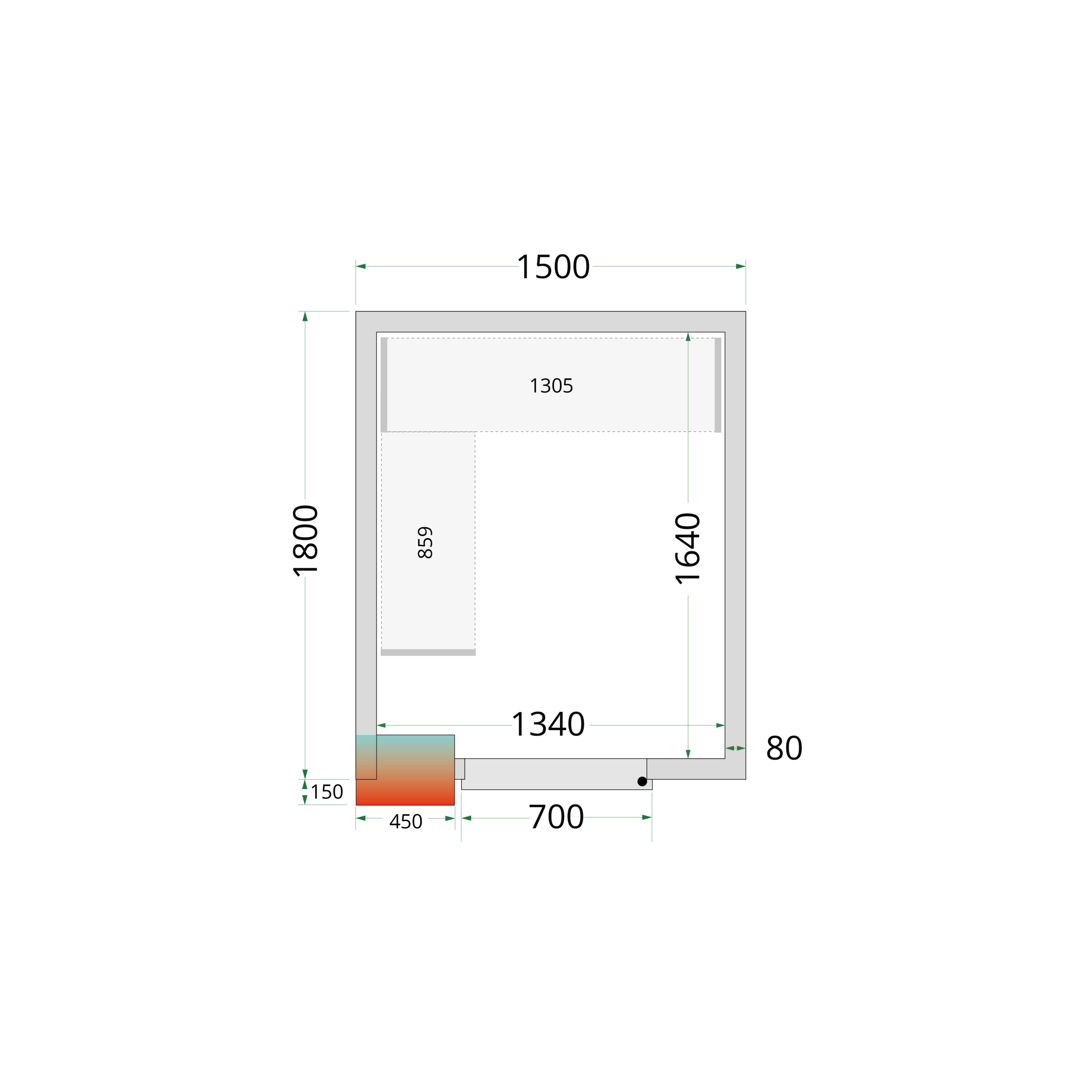 Panneaux de chambre froide 80 mm - CR 150x180x220